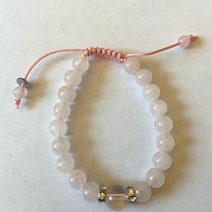 Natural Rose Quartz Stone Beaded Bracelet adjustable (2 for $20)